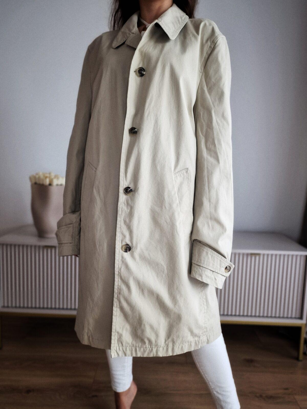 Beżowy, męski trencz Tommy Hilfiger, bawełna, XL