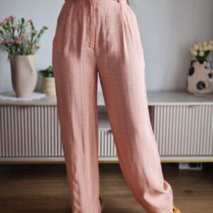 Pudrowe spodnie Sandro, wiskoza, XS, nowe, PREMIUM