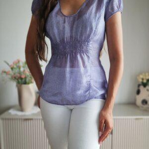 Liliowa bluzka w kwiatki Intimissimi, jedwab, S