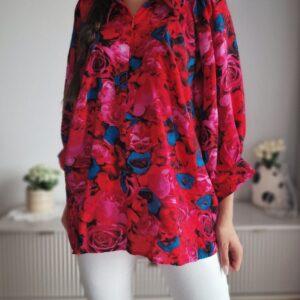 Koszula oversize w kwiaty, wiskoza, XXL, PREMIUM