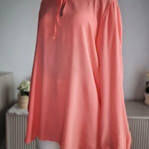 Rożowa bluzka z wiązaniem RIANI, acetat/jedwab, 4XL, PREMIUM