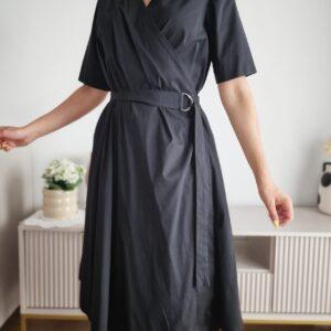 Czarna sukienka midi COS, bawełna mix, S/M, PREMIUM