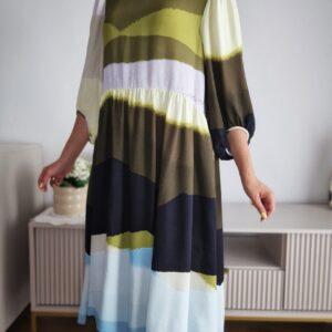 Wzorzysta sukienka midi Marc O’Polo, cupro/wiskoza, S/M, PREMIUM