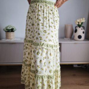 Długa spódnica w cytryny, wiskoza, L/XL