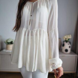 Kremowa bluzka oversize wiskoza/jedwab, S/M, nowa