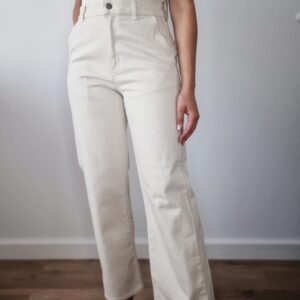 Beżowe, szerokie spodnie Hugo Boss, bawełna, 29/S, PREMIUM