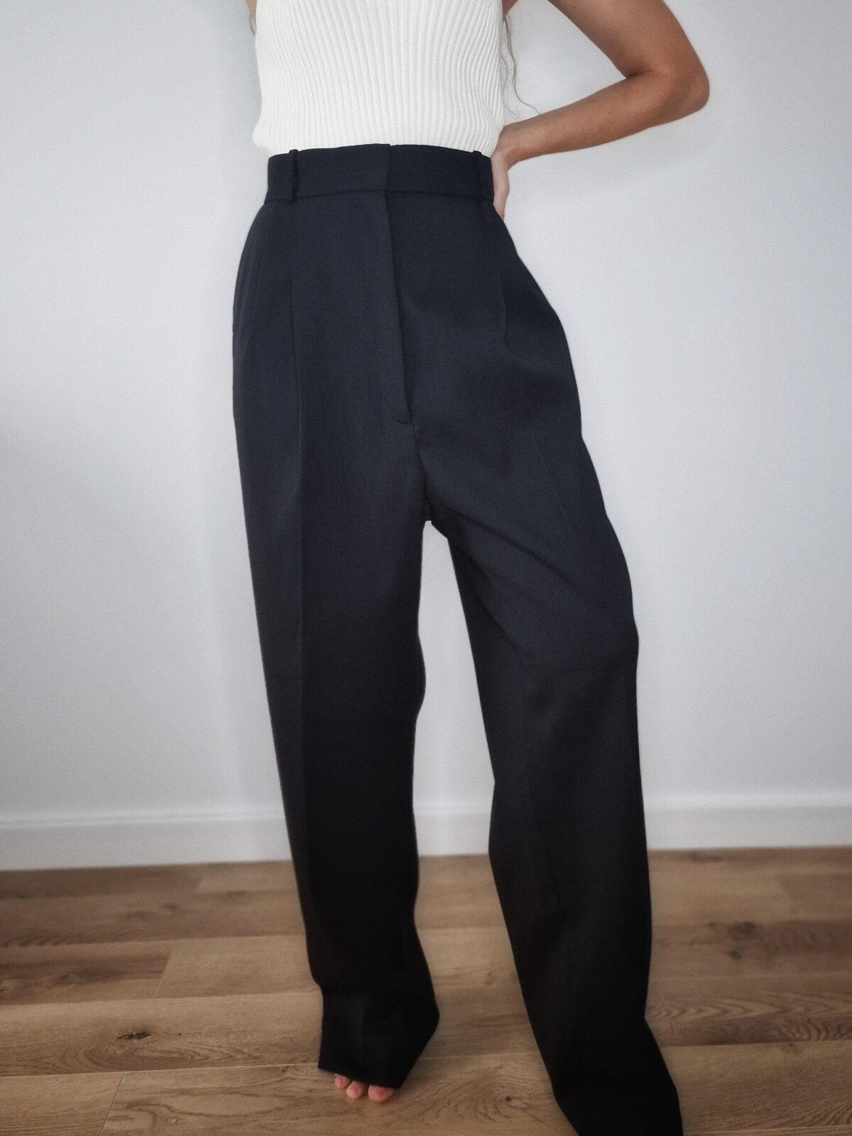 Czarne, eleganckie spodnie COS, poliester/wełna, XXL, nowe, PREMIUM