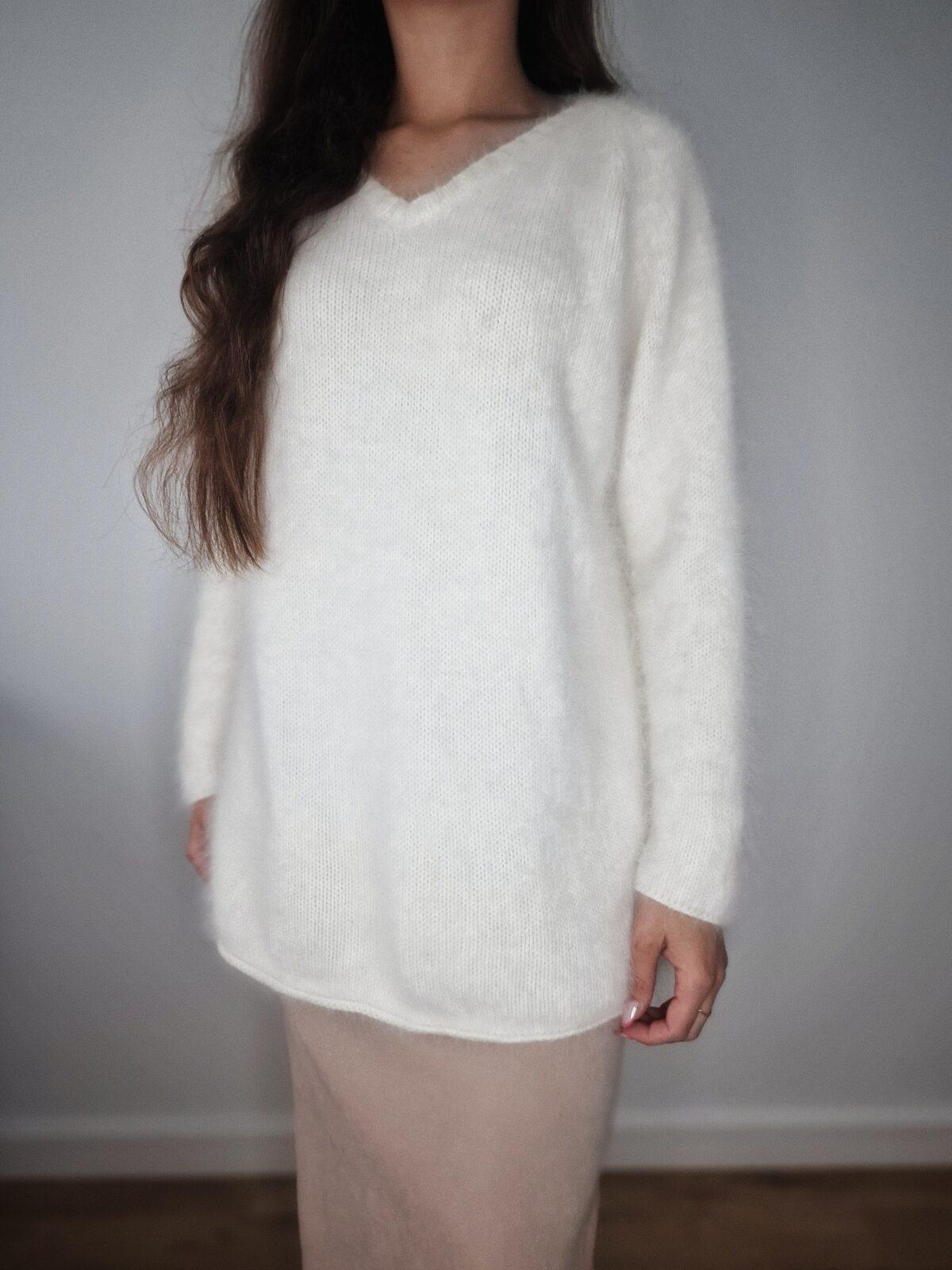 Śmietankowy sweter MarcCain, angora, XL, PREMIUM