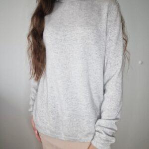 Szary sweter z golfem, kaszmir, XL, PREMIUM