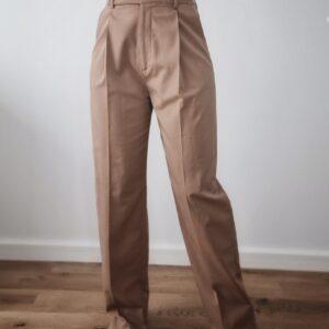 Beżowe, eleganckie spodnie FilippaK, poliester/wełna, XS, PREMIUM