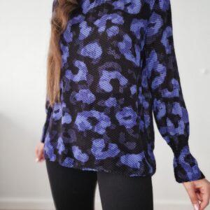 Czarno fioletowa bluzka IVI Collection, wiskoza/jedwab, XS, PREMIUM