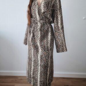 Sukienka kopertowa w wężowy print Arket, liocel, XL, nowa, PREMIUM