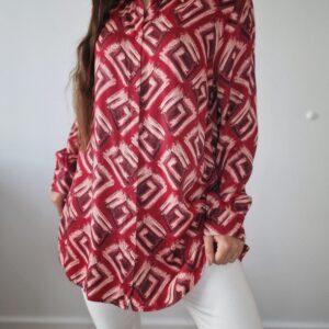 Malinowa, wzorzysta koszula, wiskoza, XL, PREMIUM