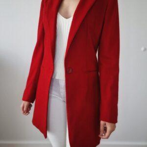 Czerwona, dłuższa marynarka Massimo Dutti, wełna, XS/S, PREMIUM